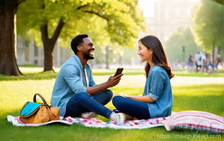 자기 객관화와 공감 능력 - **Prompt for Empathy and Meaningful Connection:**
    "Two diverse young adults are seated comfortab...