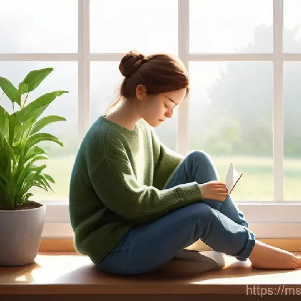 자기 객관화와 대인 관계 개선 - **Prompt: Cultivating Inner Peace and Self-Awareness**
A serene digital painting depicting a you...